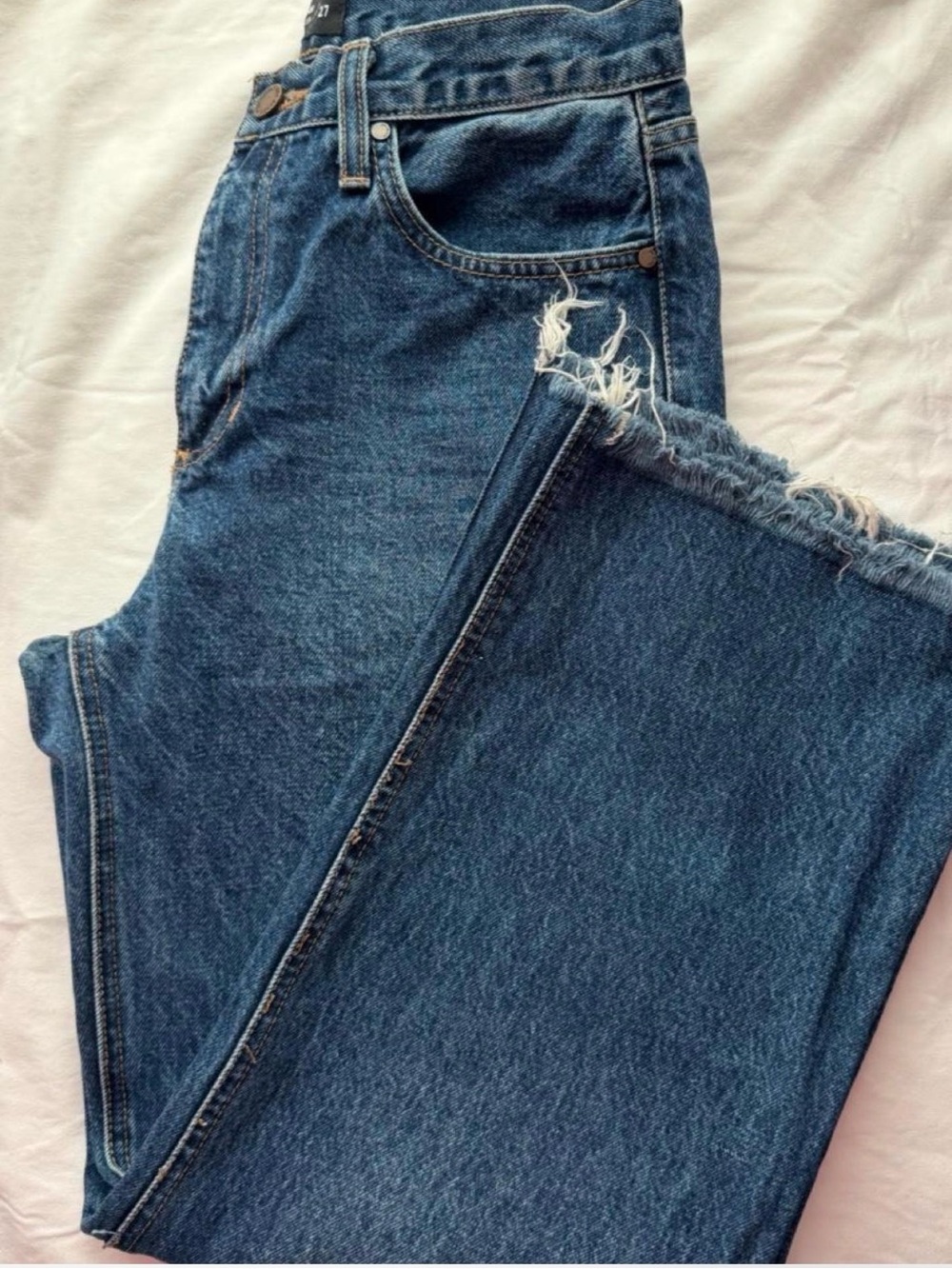 Just Black Dark Blue Frayed Hem Ankle Jeans